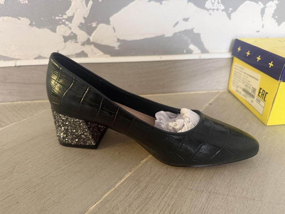 Женские Туфли Чёрные Шкірзам 36