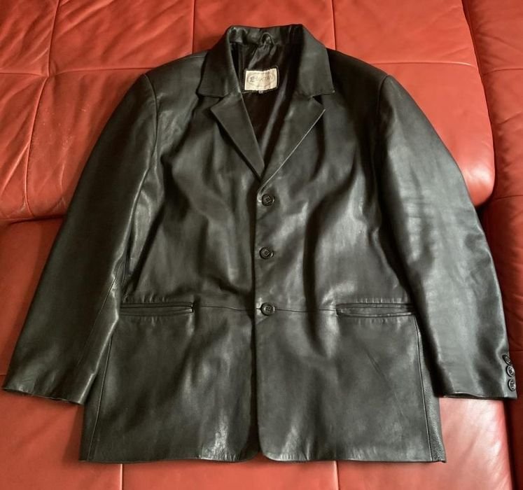 Мужская Кожаная Куртка Черная 52-54