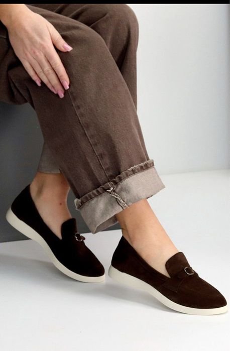 Women Loafers Brown Suede 38