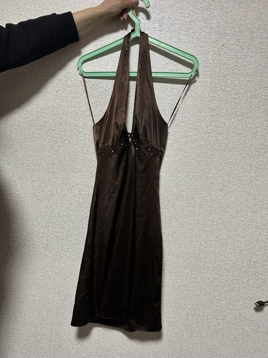 Women Dress Brown Satin 38