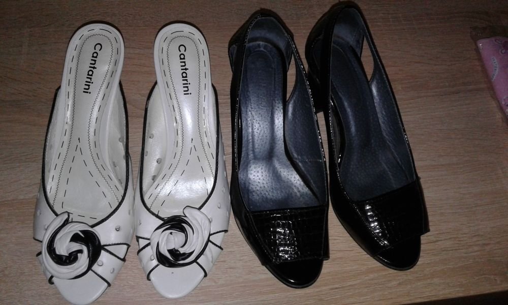 Damen Absatzschuhe Weiß Leder 37-38