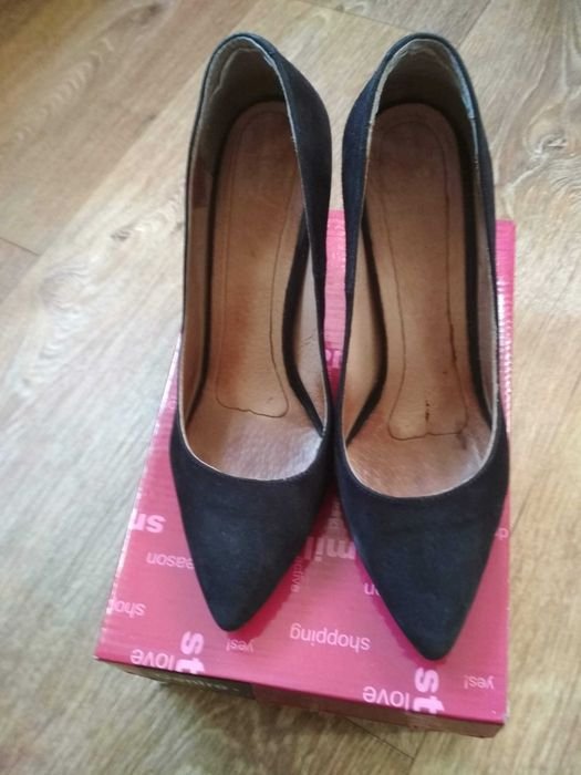 Damen Absatzschuhe Schwarz Wildleder 37