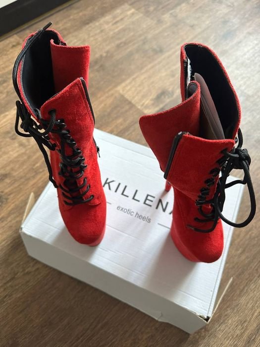 Damen Pleaser Stiefeletten Rot Kunstleder 38
