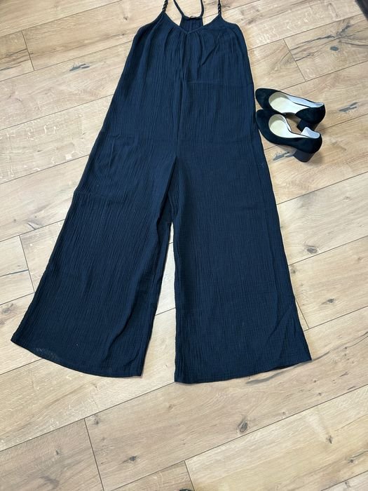 Damen Jumpsuit Schwarz Baumwolle 36