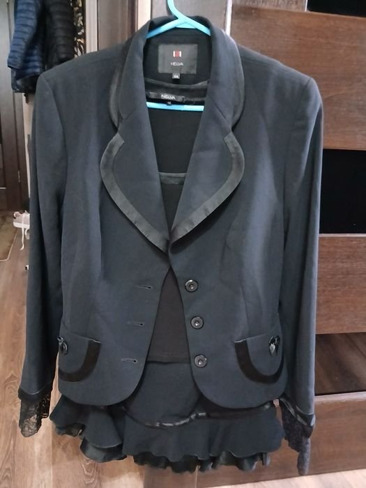 Donna Nelva Completo Giacca Nero Maglia 38