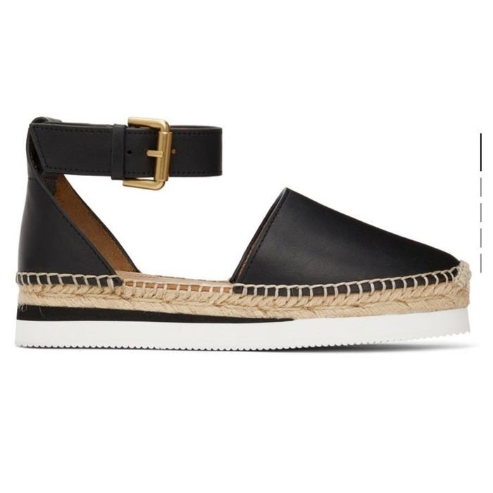 Damen See by Chloe Espadrilles Schwarz Leder 35