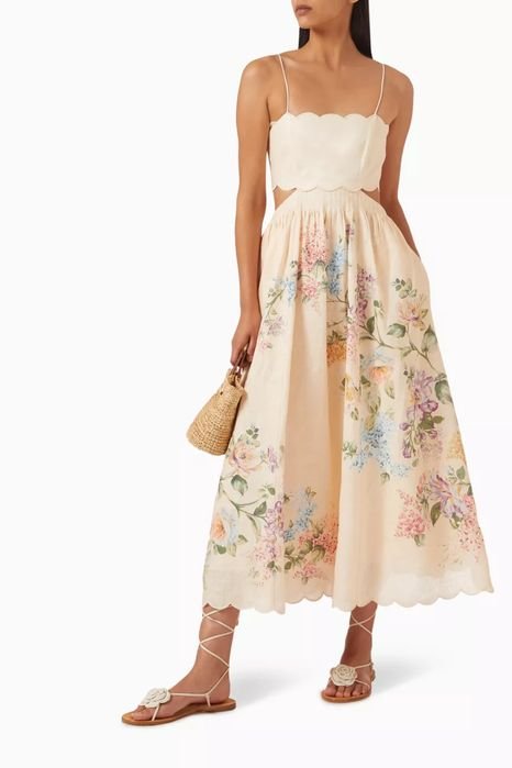 Donna Zimmermann Abito Beige Lino 38