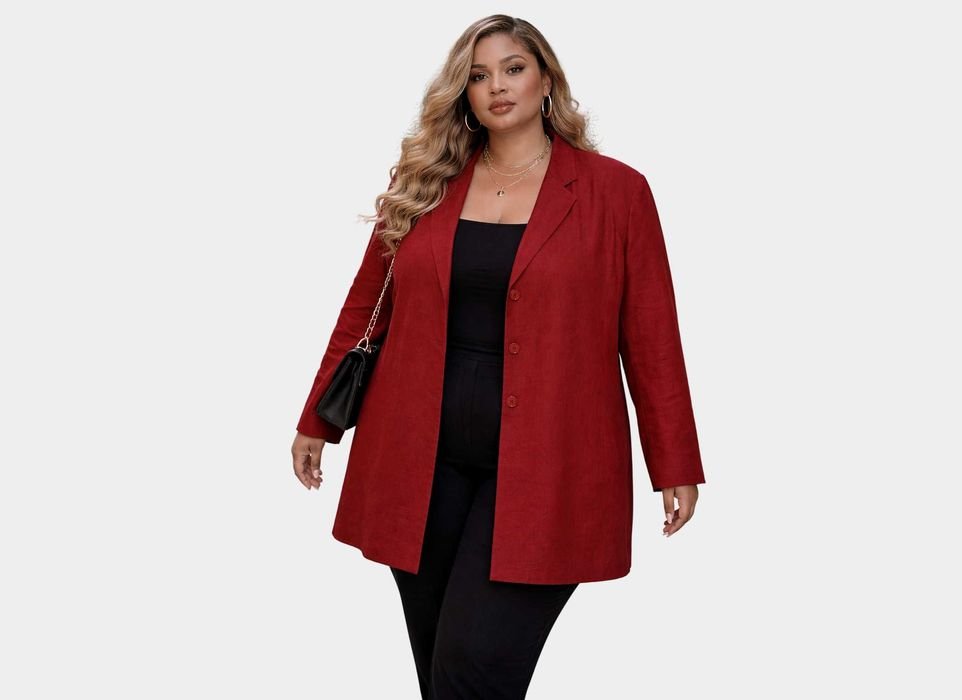 Женский Льняной Пиджак Красный Другой Размер