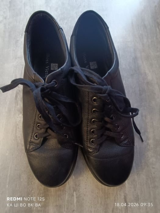 Мужские Boss Victor Туфли Чёрные Кожа 41