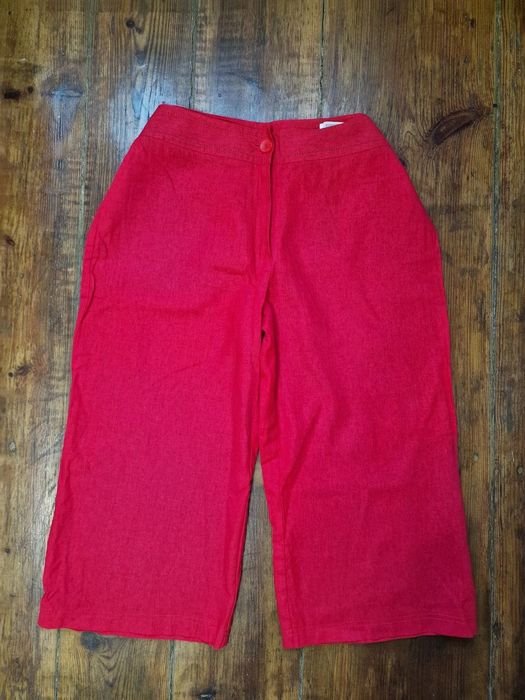 Men M&S Trousers Red Linen 55%