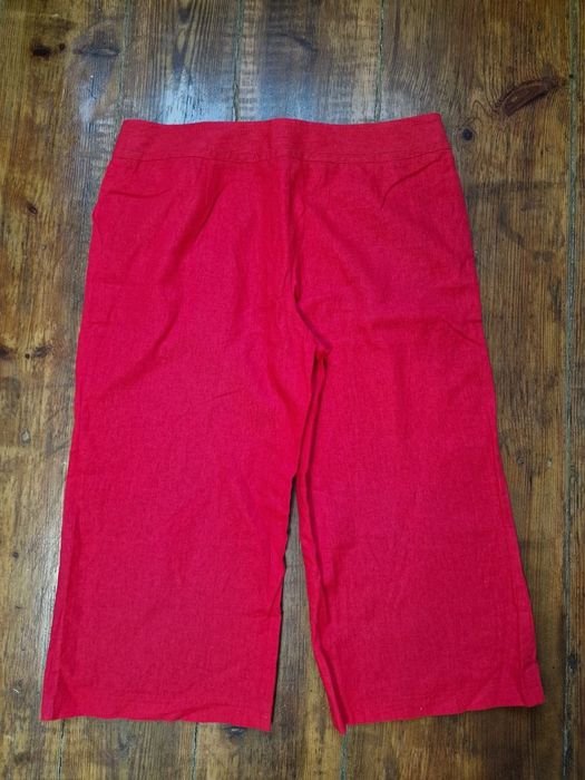 Homme M&S Pantalons Rouge Lin 55%