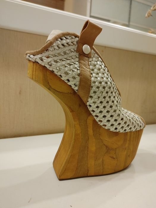 Donna Jeffrey Campbell Tacchi Bianchi Pelle 39.5