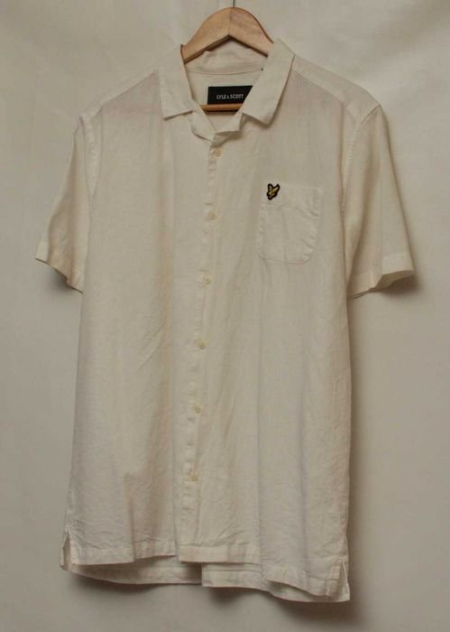 Uomo Lyle & Scott Camicia Beige Lino Cotone 40