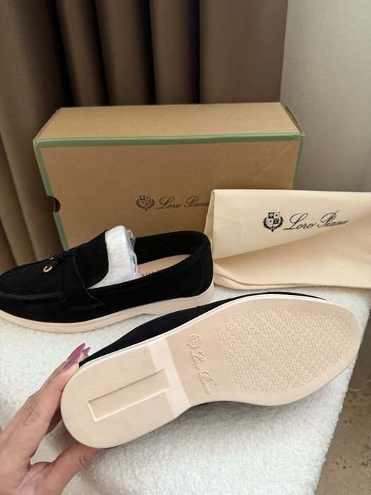 Мужской Loro Piana Лоферы Чёрный Замша 37