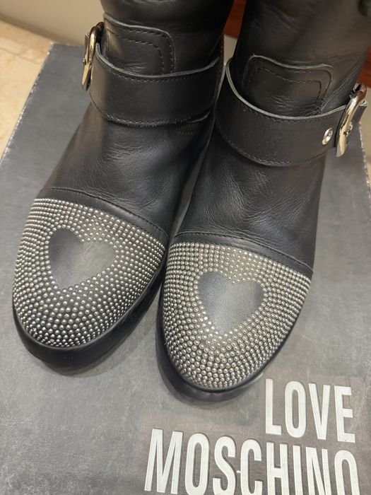 Damen Love Moschino Stiefel Schwarz Leder 6