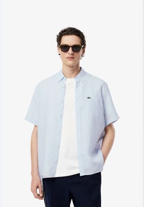 Мужской Lacoste Рубашка Тёмно-синий Хлопок 42