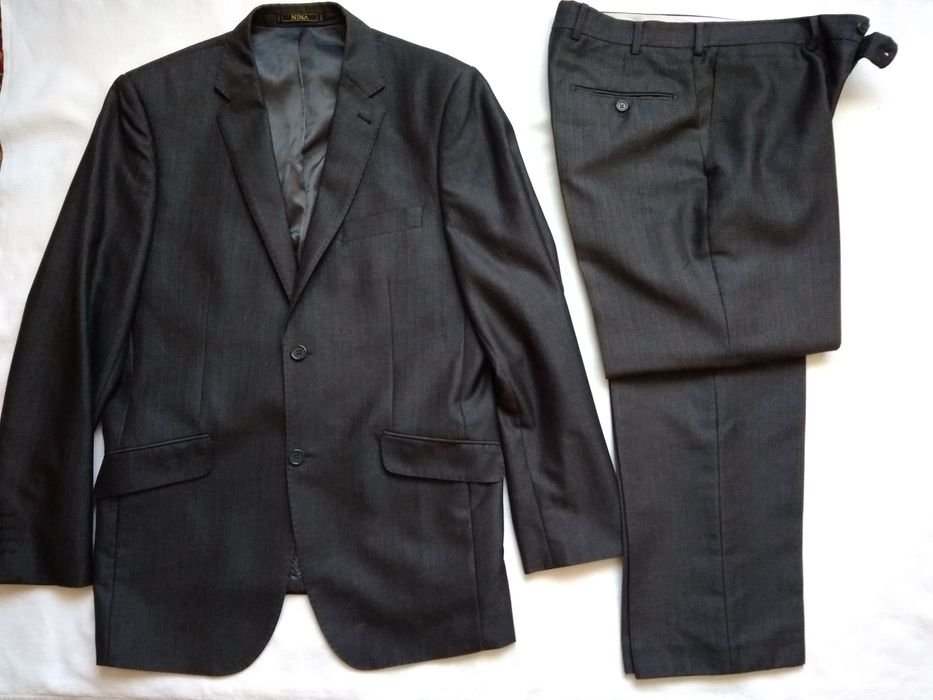 Мужской Классический Костюм Серый 44