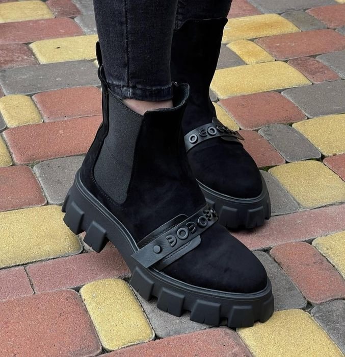 Женские Стильные Ботинки Чёрные 36