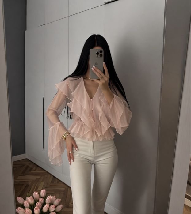 Женская Блуза Розовая Креп Шифон 46-48