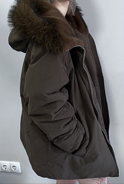 Мужская Зимняя Куртка Хаки С Мехом 38