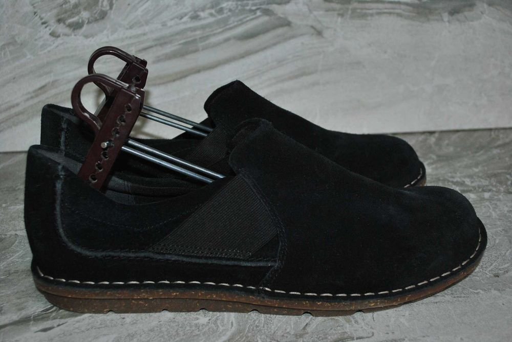 Men Clarks Loafers Black Suede 41