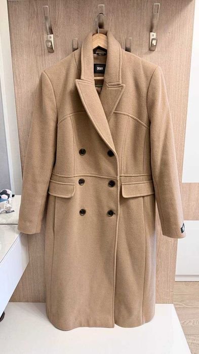 Damen DKNY Mantel Beige Wolle 40