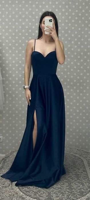 Women Dress Navy Satin 36