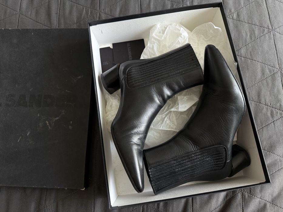 Women Jil Sander Ankle Boots Black Leather 38