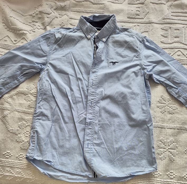 Мужской Hampton Republic Рубашка Голубая Хлопок 34