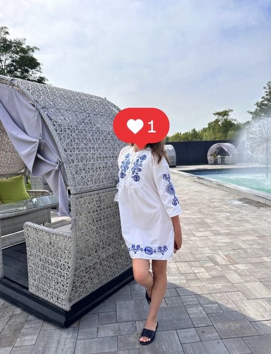 Женское Платье Белое Другой Материал 36