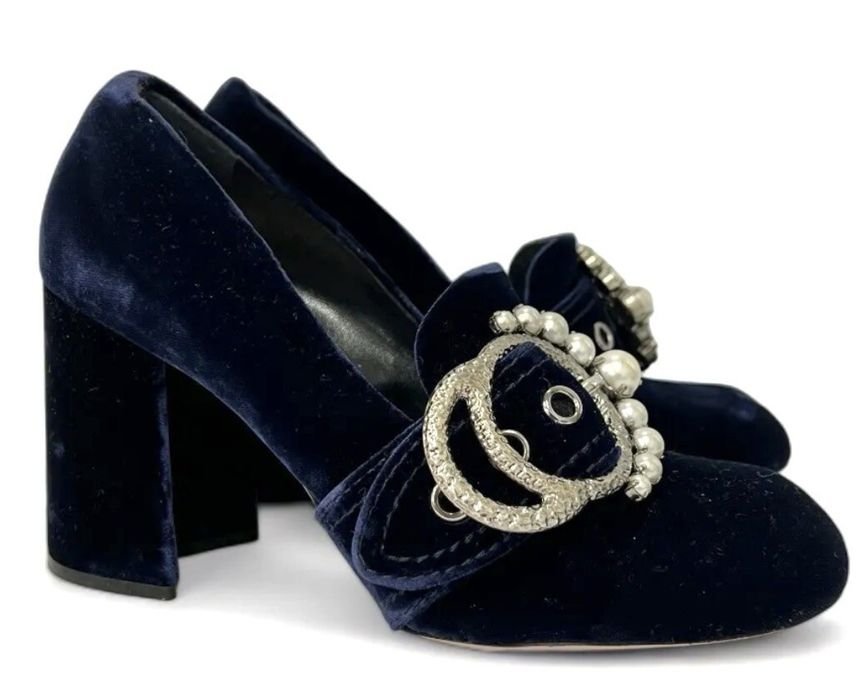 Женские Miu Miu Туфли Тёмно-синие Кожа 37.5