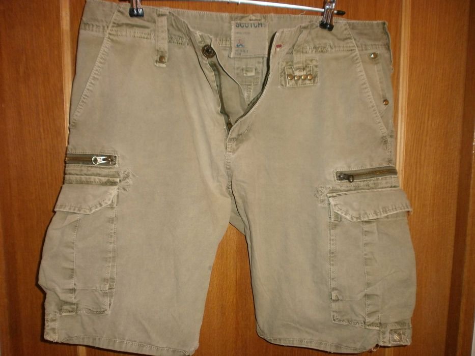Men Scotch&Soda Cargo Shorts Olive Cotton 36-38