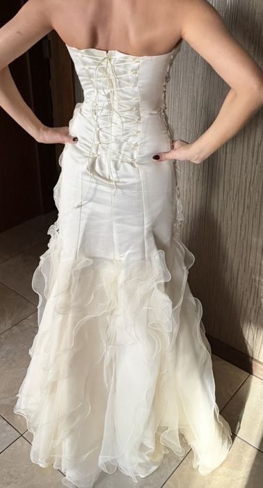 Женское Весільна сукня Біле Мереживне XS