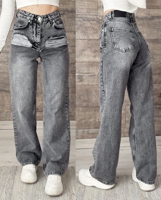 Damen Jeans Grau 32