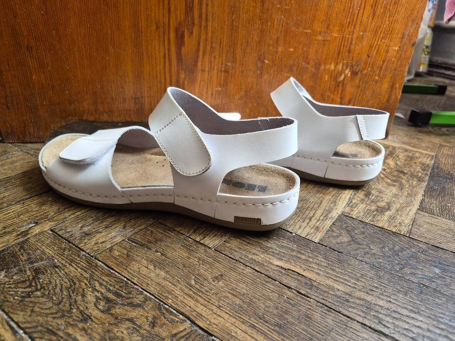 Женские Босоножки Белые Кожа 40
