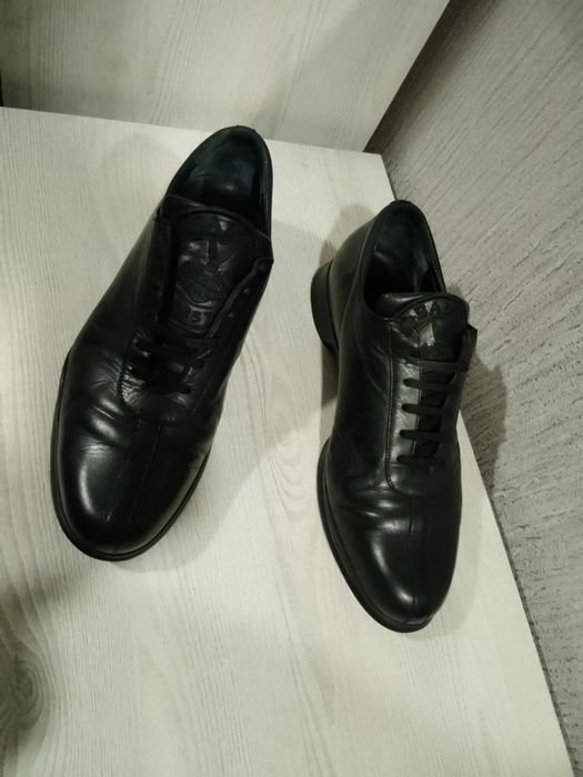 Men Heels Black Leather 44