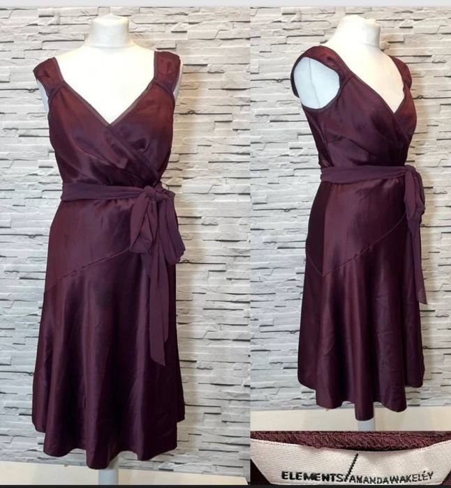 Damen Amanda Wakeley Kleid Burgunder Satin 38