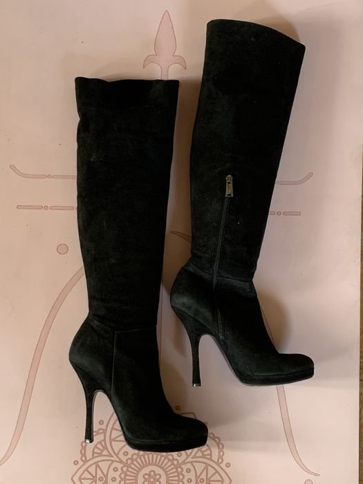 Женские Fellini Чоботи по коліно Чорний Замша 40