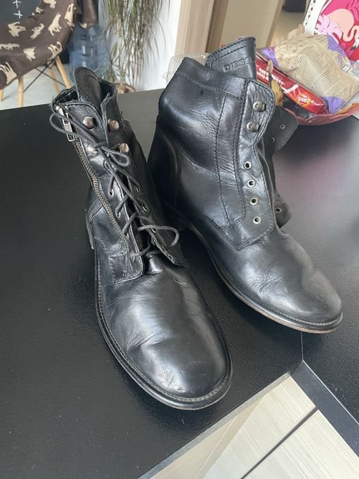 Мужские Diesel Ботинки Чёрные Кожа 45