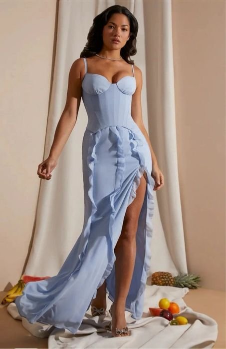 Женская Oh Polly Платье Голубое Шифон 38