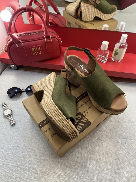 Женские Босоножки Зелёные Замша 40