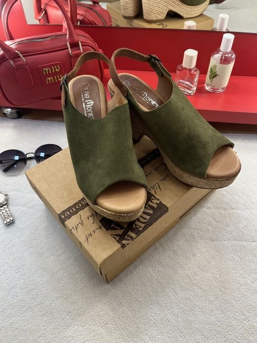 Женские Босоножки Зелёные Замша 40