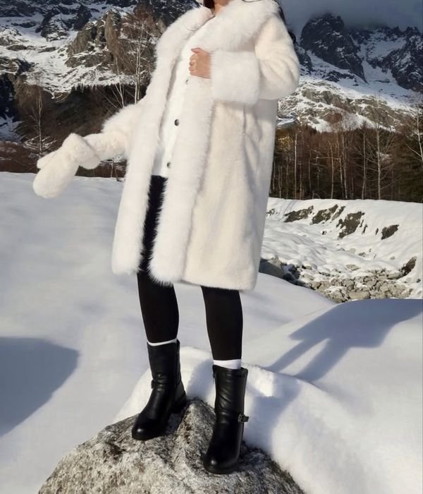 Women Faux Fur Coat White 38