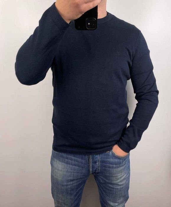 Мужской Marc O'Polo Пуловер Тёмно-синий Хлопок 40