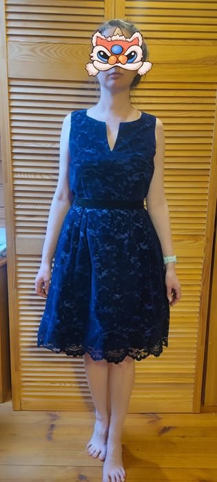 Женское Платье Тёмно-синее Кружево 38