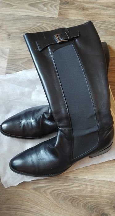 Damen Lederstiefel Schwarz 41