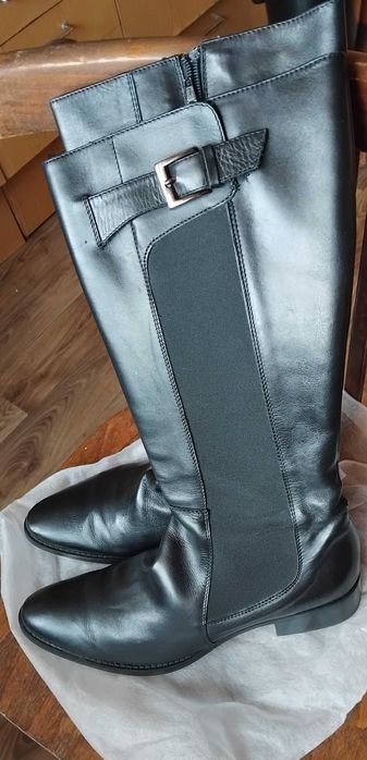 Damen Lederstiefel Schwarz 41