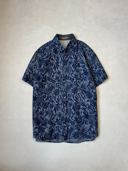 Uomo Ted Baker Camicia Blu Navy Lino 38