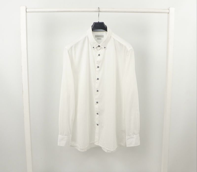 Uomo Bugatti Camicia Bianca Cotone 44