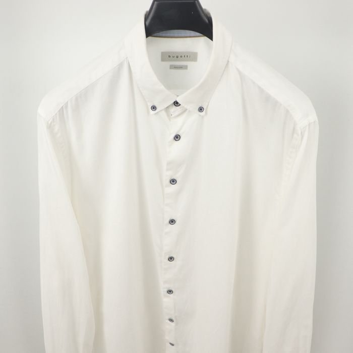 Uomo Bugatti Camicia Bianca Cotone 44